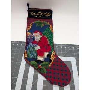 Christmas Twas the Night Before Stocking Needlepoint 22 Inch Velvet